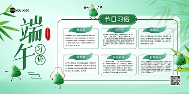 端午节习俗中国风卡通印刷展板