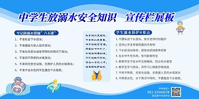 中学生防溺水安全知识教育宣传展板