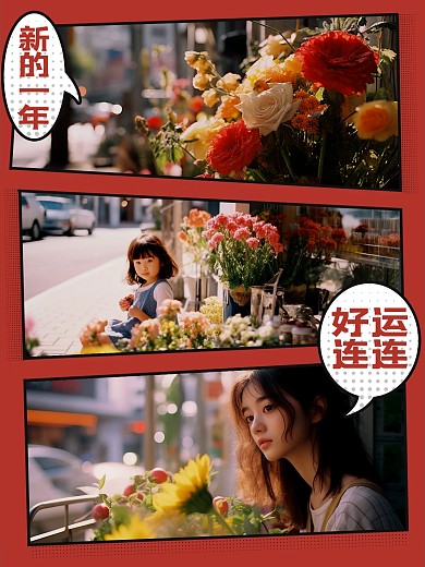 龙年春节晒照拼图效果模板