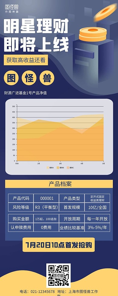简约明星理财即将上线产品详情图表长图