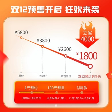 红色预售双12促销主图直通车