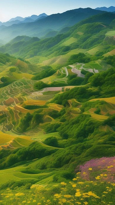 自然风景春天山谷AI数字作品