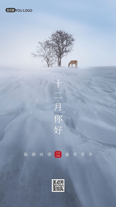 十二月你好通用借势手机海报