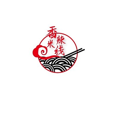 香辣米线logo几何元素红色系大气
