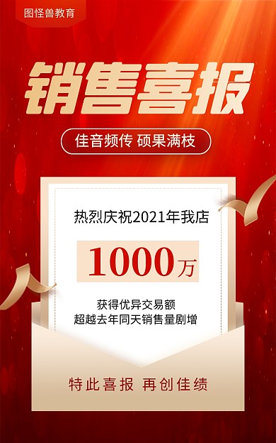 加油喜报红色大气电商竖版海报