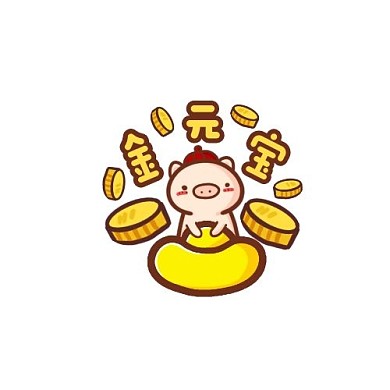 金元宝LOGO猪抱金元宝手绘头像