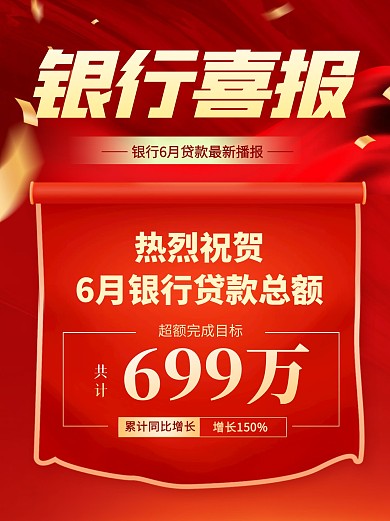 银行6月贷款金额喜报宣传创意小红书