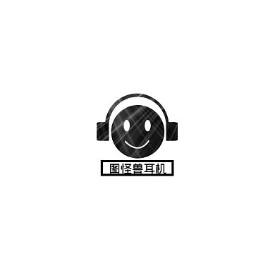 黑色几何阴影科技感耳机logo