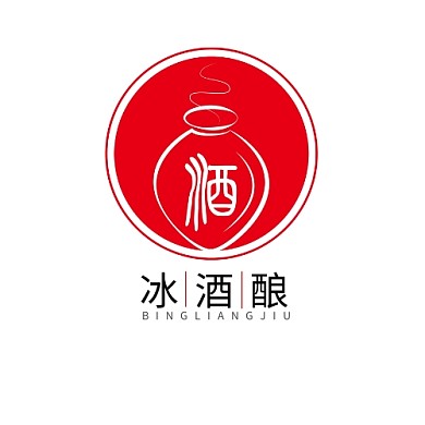 红色简约冰酒酿LOGO图形设计