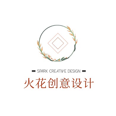 红色发散几何图形火花创意设计头像logo