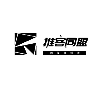 企业几何黑白推客同盟logo设计