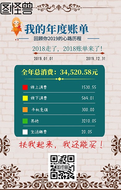 简约大气2018年度账单手机海报