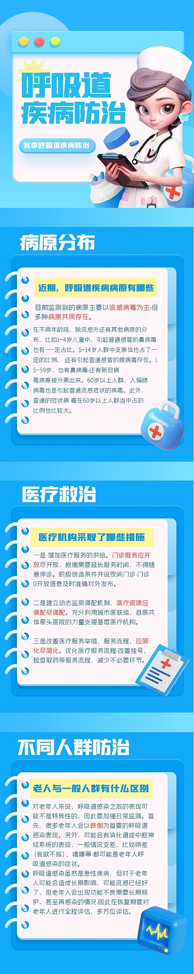 蓝色冬季呼吸道疾病防治五问文章长图