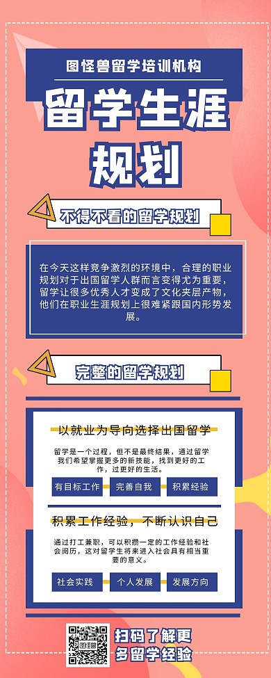 几何 粉色 对话框 留学生涯规划