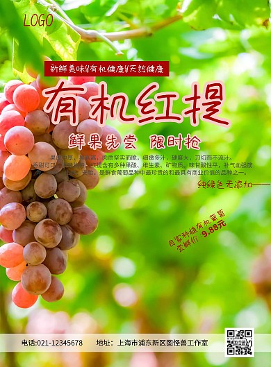 有机红提限时抢购宣传海报