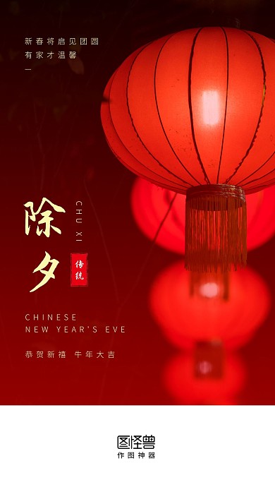 除夕夜传统节日灯笼摄影图启动页