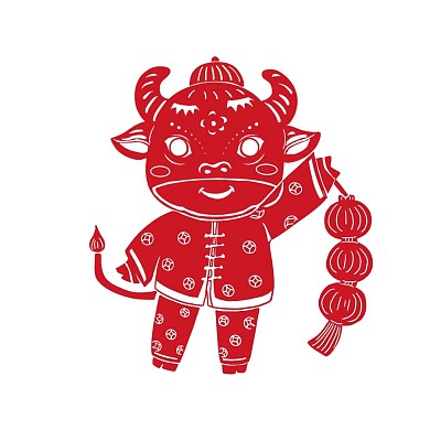 剪纸风新春牛年素材