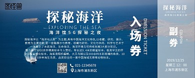 简约海洋馆晚会场馆入场券双面门票
