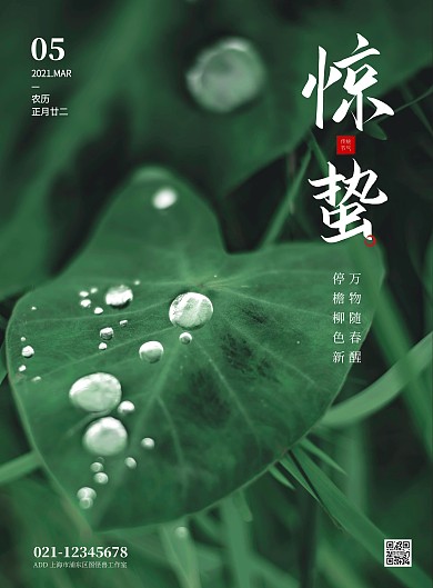 简约大气惊蛰节气祝福海报