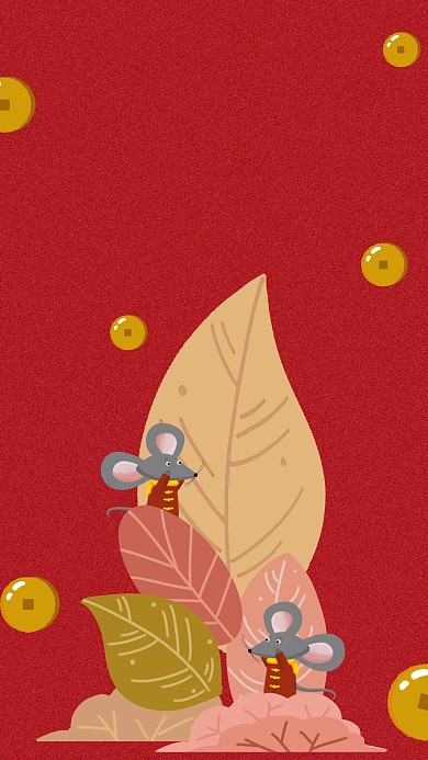 图怪兽原创元素新年红色新春快乐鼠年海报插画