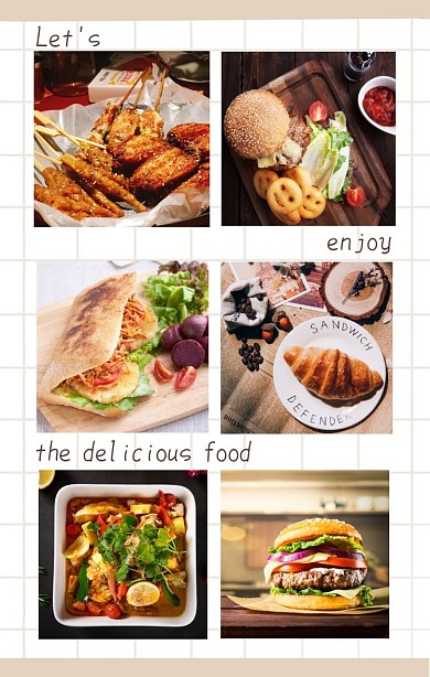 外卖美食简约六张竖版拼图