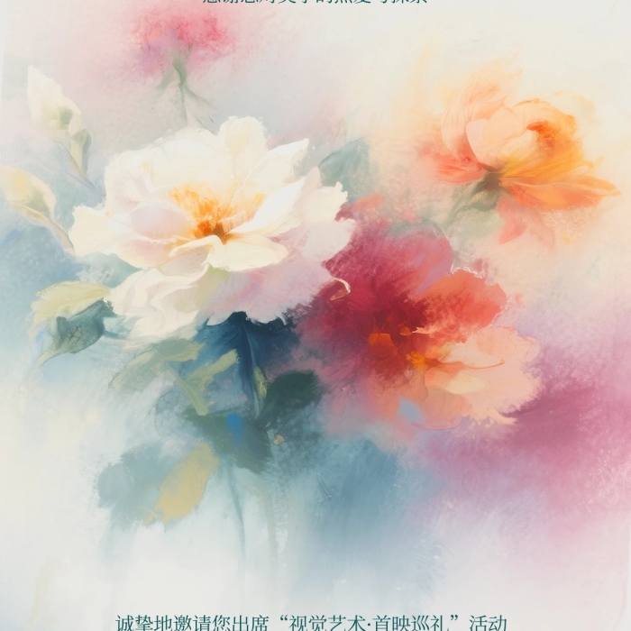 简约创意抽象油画美学艺术邀请函海报