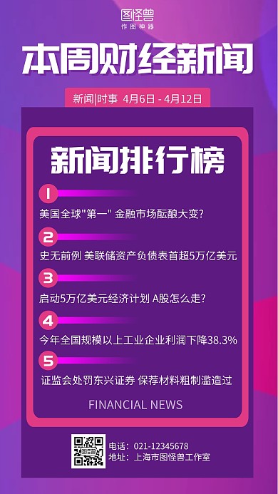 渐变本周财经新闻资讯热点海报
