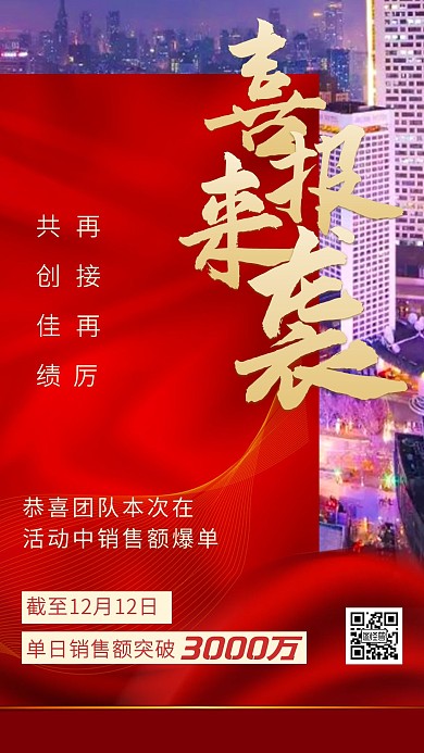 图怪兽原创红色大气地产风喜报战报手机海报