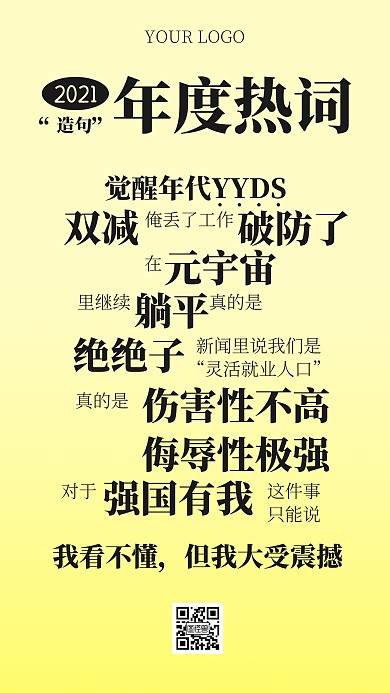 2021年度热词造句手机海报