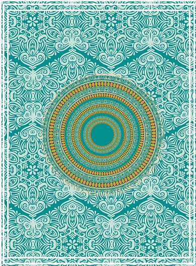 民族风典雅绿色花纹装饰画