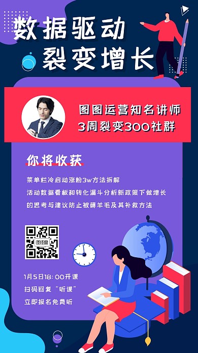 数据驱动裂变增长裂变海报插画手机海报