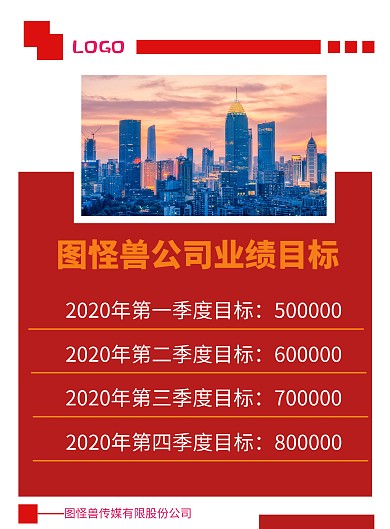 企业全年业绩简约目标海报