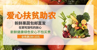 轮播图扶贫果蔬新鲜橙色电商海报