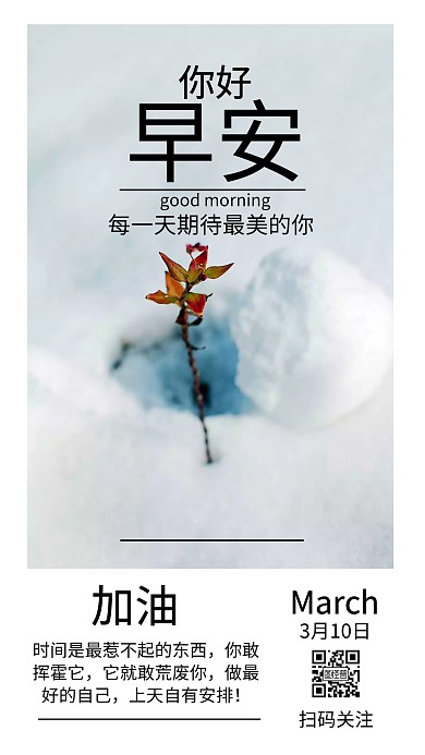 冬至雪景励志简约早安日签