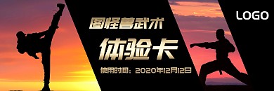 优惠黑色简约武术课体验卡