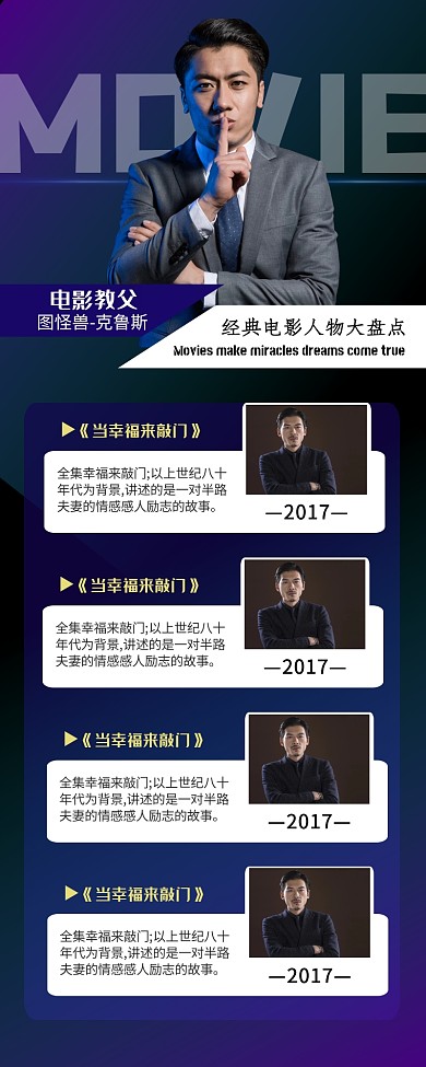 影视黑色电影明星排行榜榜单营销长图