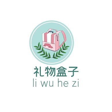 绿色简约礼物盒子logo