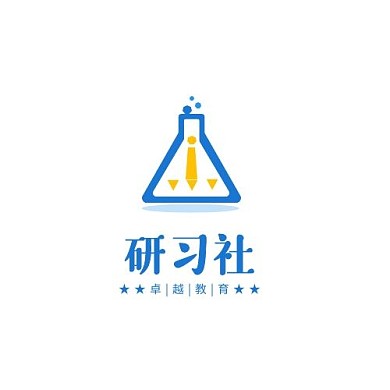 研习社三角形矩形领带蓝橙简约LOGO