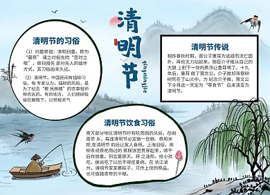 卡通手绘清明节习俗介绍知识手抄报