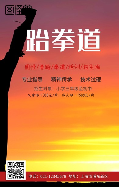 跆拳道价格手机营销海报