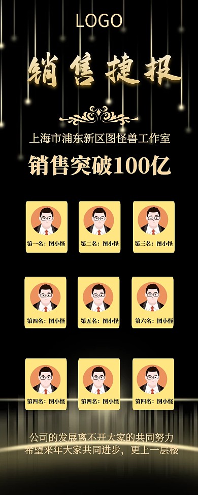 黑金年度最佳员工名单颁奖营销长图