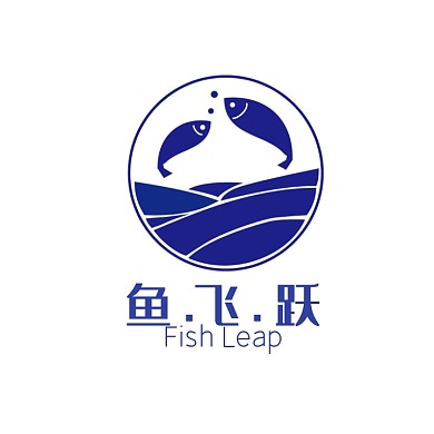 简约鱼飞跃logo设计