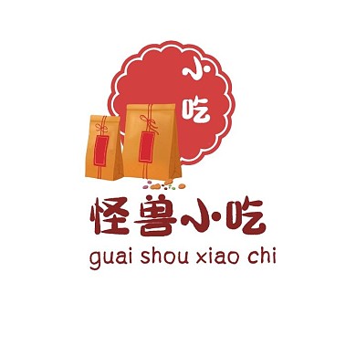红色简约零食淘宝店铺logo