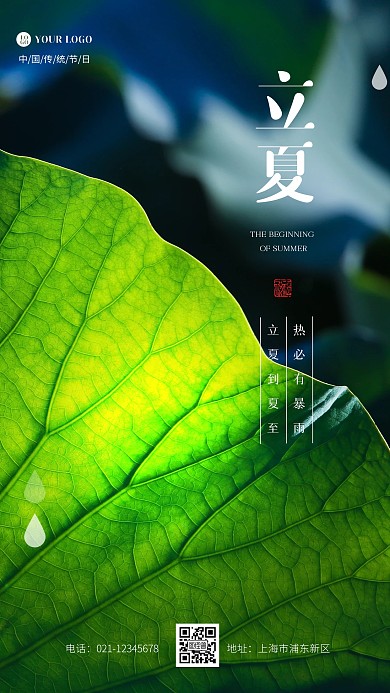 图怪兽原创元素摄影图海报立夏荷叶绿色池塘