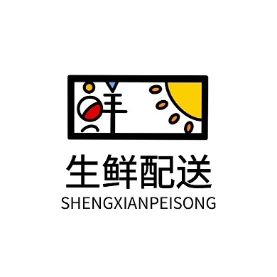 黑色方形生鲜果蔬配送LOGO
