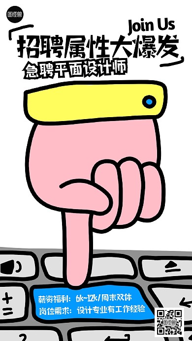招聘求职找工作创意描边海报