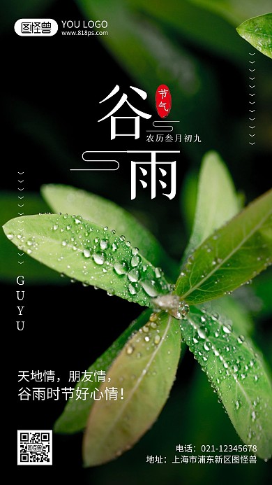谷雨时节祝福摄影风手机海报