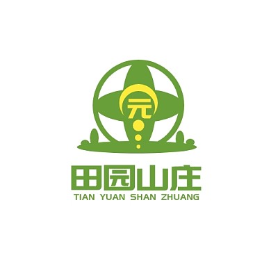 田园山庄田字园字绿黄简约LOGO