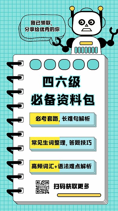 英语四六级分享手机海报