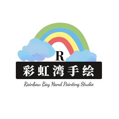 彩虹卡通手绘工作室绘画美术培训logo